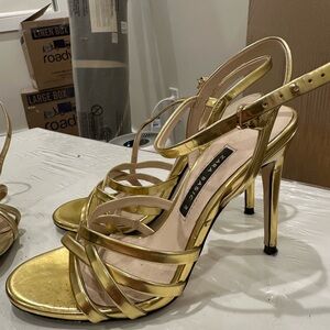 Zara Metallic Gold Sandal Heels